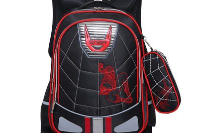 Double shoulde school student trolley white backpack (8)