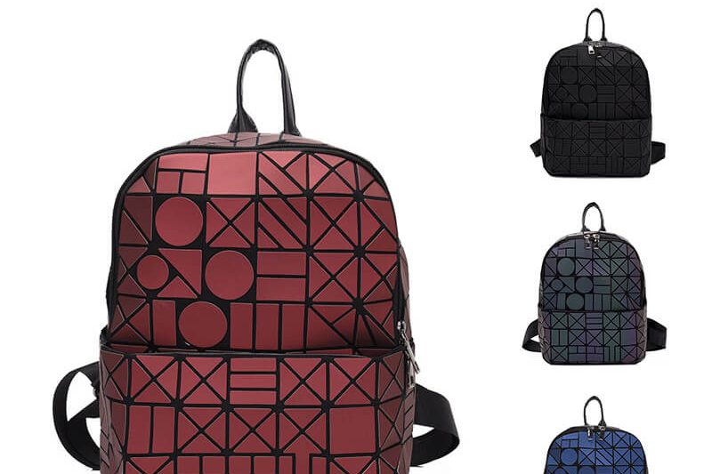 Fashion girls geometric leather small backpack (4)