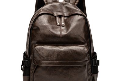 Pure color pu leather luxury waterproof laptop backpack (8)