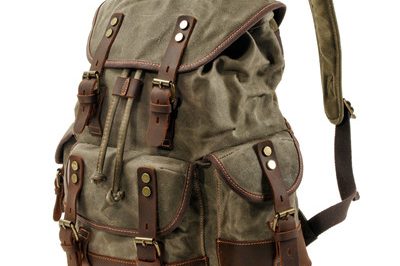 Waxed canvas hiking travel backpack wholesale (1)