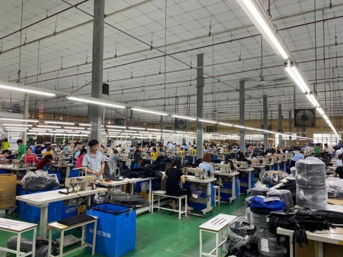 Large Scale Backpack Sewing Production Floor